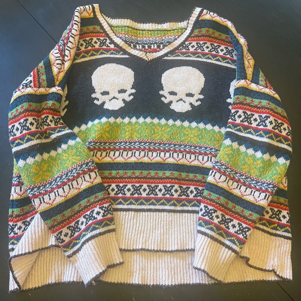 Skull Patterned Multicolor Sweater - Picture 2 of 3